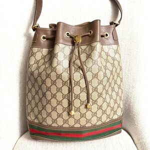 Gucci authentic bucket shoulder bag supreme brown monogram canvas